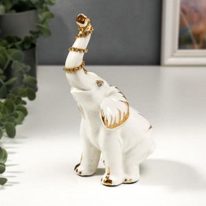 Сувенир керамика "Белый слон" с золотом, стразы 17,5 см