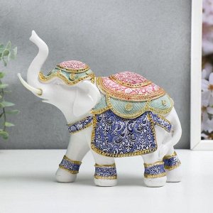 Сувенир полистоун &quot;Индийский слон в цветной попоне с узорами&quot; 19,5х19,5х7,8 см