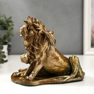 Сувенир полистоун "Лев со львицей" бронзовый 18х21х14 см
