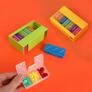 ONLITOP Таблетница-органайзер «Неделька», английские буквы, 7 контейнеров по 3 секции, разноцветный