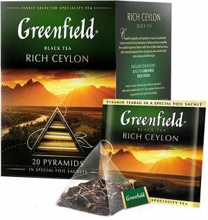 Черный чай в пирамидках Greenfield Rich Ceylon, 20 шт