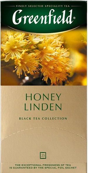 Черный чай в пакетиках Greenfield Honey Linden, 25 шт (с липой и медом)