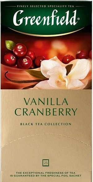 Черный чай в пакетиках Greenfield Vanilla Cranberry, 25 шт