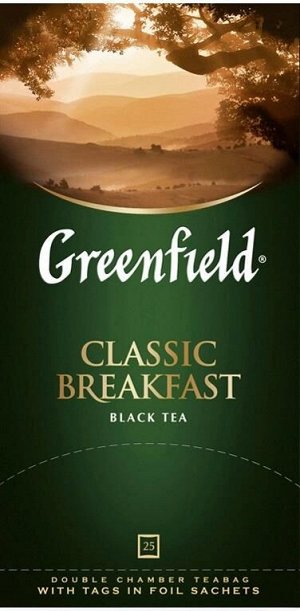 Черный чай в пакетиках Greenfield Classic Breakfast, 25 шт