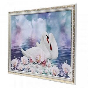 Картина "Лебеди в цветах" 56*76 см