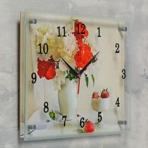 Часы настенные, серия: Цветы, "Цветы в вазе", 30х40 см, микс