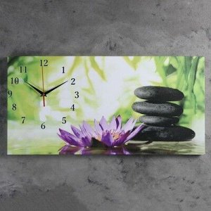 Часы настенные, серия: Цветы, на холсте "Цветы и камни", 40х76 см, микс