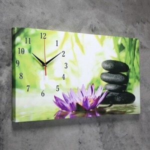 Часы настенные, серия: Цветы, на холсте "Цветы и камни", 40х76 см, микс