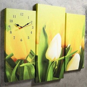 Часы настенные модульные «Жёлтые тюльпаны», 60 ? 80 см