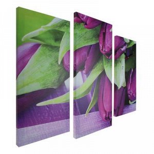 Часы настенные модульные «Фиолетовые тюльпаны», 60 ? 80 см