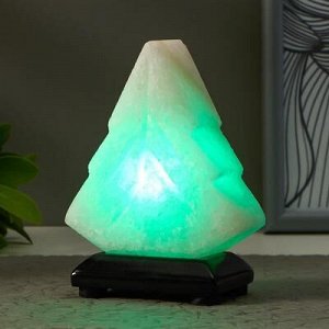 Соляной светильник "Елка" LED (диод цветной) USB белая соль 10х7х13 см