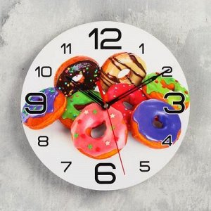 Часы настенные круглые "Пончики", 24 см микс