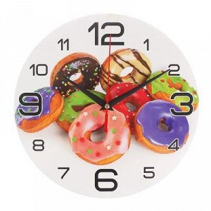 Часы настенные круглые "Пончики", 24 см микс