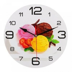 Часы настенные круглые "Мороженое с клубникой", 24 см микс