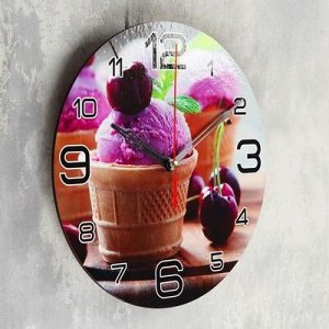 Часы настенные круглые "Мороженое и черешня", 24 см микс