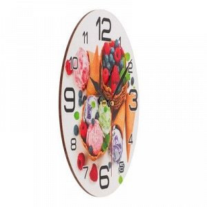Часы настенные круглые "Мороженое и ягоды", 24 см микс