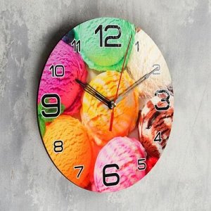 Часы настенные круглые "Мороженое радуга", 24 см микс