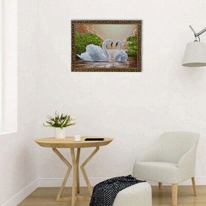 Картина "Пара лебедей" 57х77 см рамка МИКС