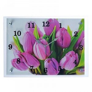 Часы настенные, серия: Цветы, "Тюльпаны", 25х35 см, микс
