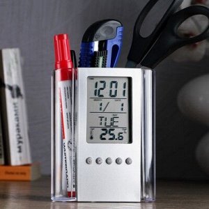 Часы электронные "Органайзер" с будильником, календарём, термометром 10х4х12 см