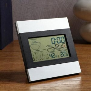Часы электронные "Флемcти" с термометром и гигрометром 2ААА 13х2х13 см