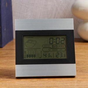 Часы электронные "Флемcти" с термометром и гигрометром 2ААА 13х2х13 см