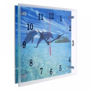 Часы настенные, серия: Море, "Дельфины", 25х35 см, микс