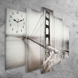 Часы настенные модульные «Мост Золотые ворота. Хром», 80 ? 140 см