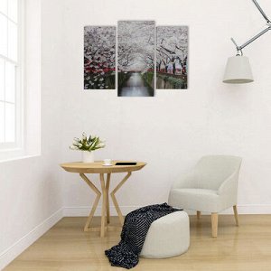 Картина модульная на подрамнике "Яблони в цвету" 2шт-25х50, 1шт-30х60 ;60*80 см