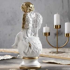 Статуэтка "Ангел с арфой", золотистый, 32 см