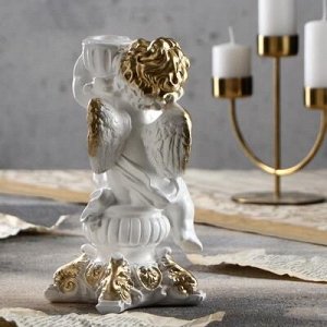 Статуэтка "Ангел с подсвечником", золотистый, 22 см