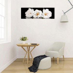 Картина модульная на подрамнике "Цветы яблони" 3шт-50х50 см; 50*150 см