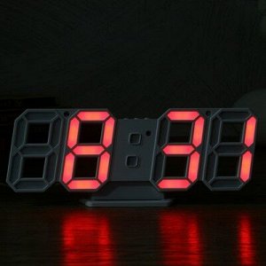 Часы-будильник электронные "Цифры", с термометром, цифры розовые, белые, 23х9.5х3 см