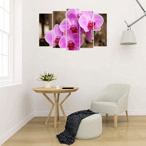 Картина модульная на подрамнике "Розовые орхидеи" 125*80 см
