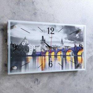 Часы-картина настенные, серия: Город, "Мост", 52х26 см, микс