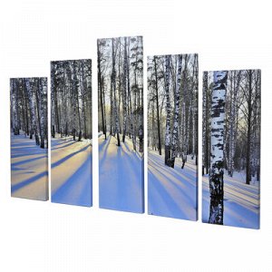Картина модульная на подрамнике "Зимний пейзаж" 125х80 см (2-25х63, 2-25х70, 1-25х80)