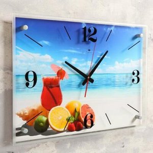 Часы настенные, серия: Море, "Коктейль на пляже", 40х56 см, микс