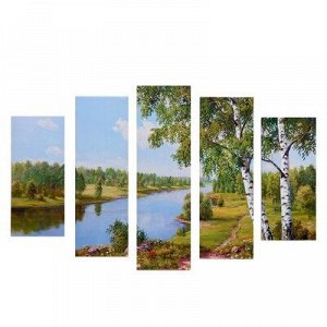 Модульная картина "Летний берег" (2-23х52; 2-24х70; 1-24х80) 120х80см