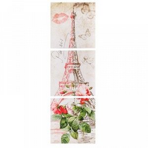 Модульная картина "Романтичный Париж" 111х37 см (3 - 37х37см)
