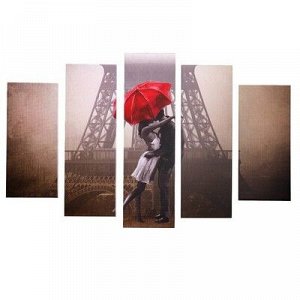 Модульная картина "Любовь в Париже" (2-23х52; 2-24х70; 1-24х80) 120х80см