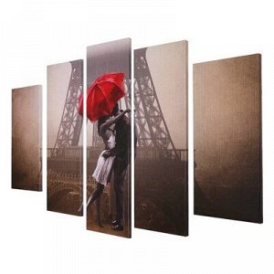 Модульная картина "Любовь в Париже" (2-23х52; 2-24х70; 1-24х80) 120х80см