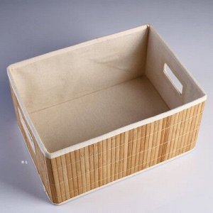 Короб складной для хранения, 20х38 см Н 23 см, бамбук, подкалдка, ткань