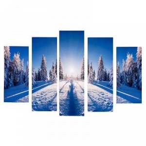Модульная картина "Зимний лес" (2-23х52; 2-24х70; 1-24х80) 120х80см