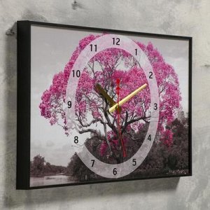 Часы настенные, серия: Природа, "Цветущие дерево", 1 АА, плавный ход, 37х60 см, микс