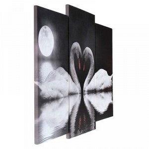 Модульная картина "Лебеди под луной" (2-25х52; 1-30х60) 60х80 см