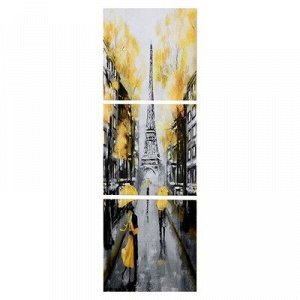 Модульная картина "Осенний Париж" (3-35х35) 35х105 см