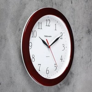 Часы настенные круглые "Классика", коричневый обод, 29х29 см