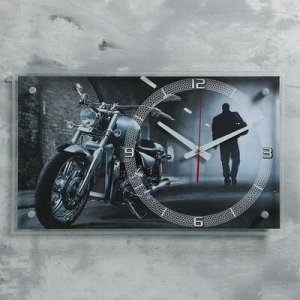 Часы настенные, серия: Транспорт, "Мотоцикл в ночи", 36х60 см