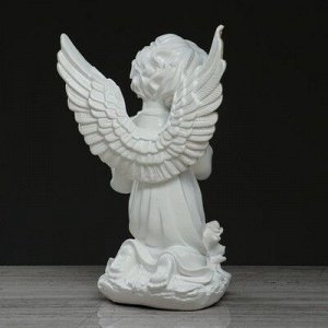 Статуэтка "Ангел с чашей", бело-золотой, 32,5 см