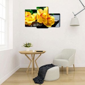 Картина модульная на подрамнике "Жёлтые Орхидеи на камнях" 26*40,26*50,26*31 80*50см